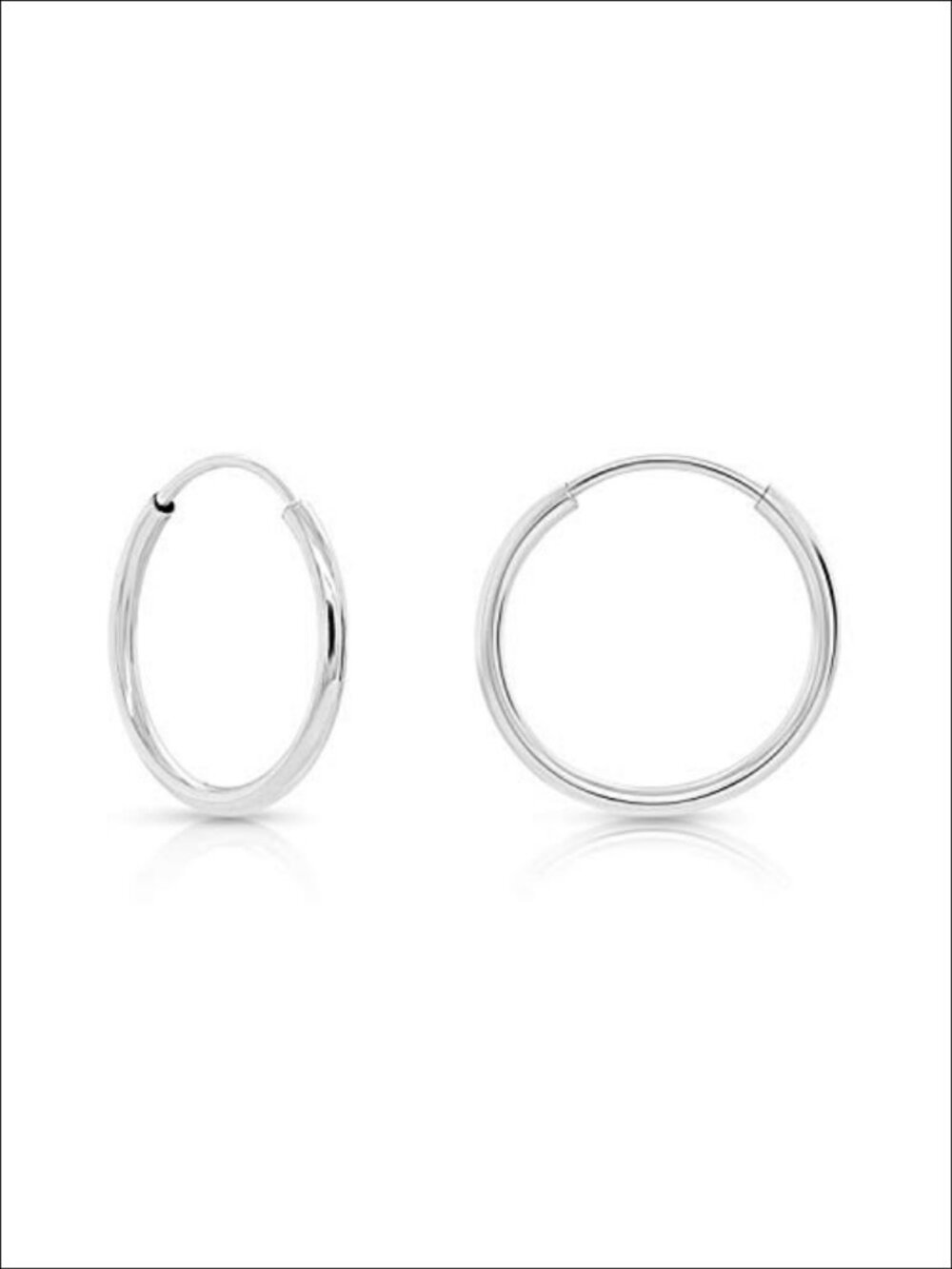14k White Gold Endless Hoop Earrings, Thin Flexible Cartilage Earrings